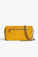 Rock Suede Patchwork Clutch - Women’s clutch bag in yellow suede patchwork