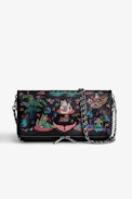 Clutch Rock Art Print - Damen-Clutch aus schwarzem Leder mit einem exklusiven Print anlässlich des 25-jährigen Bestehens der Marke