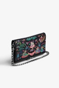 Clutch Rock Art Print - Damen-Clutch aus schwarzem Leder mit einem exklusiven Print anlässlich des 25-jährigen Bestehens der Marke