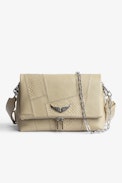 Rocky Patchwork Bag - Women's shoulder bag in ecru leather patchwork