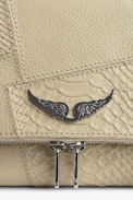 Rocky Patchwork Bag - Women's shoulder bag in ecru leather patchwork