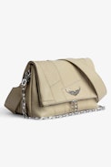Rocky Patchwork Bag - Women's shoulder bag in ecru leather patchwork