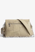 Rocky Patchwork Bag - Women's shoulder bag in ecru leather patchwork