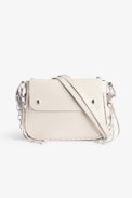 Kate Bag - Women's shoulder bag in ecru leather studded with turquoise gems