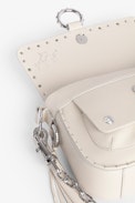 Kate Bag - Women's shoulder bag in ecru leather studded with turquoise gems