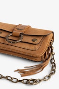 Kate Wallet Bag - Women's small bag in camel fringed suede