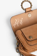 Kate Wallet Bag - Women's small bag in camel fringed suede