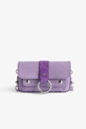 Borsa Kate Wallet - Piccola borsa in tela di cotone viola con inserti effetto pitone - Donna