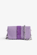 Borsa Kate Wallet - Piccola borsa in tela di cotone viola con inserti effetto pitone - Donna