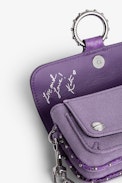 Borsa Kate Wallet - Piccola borsa in tela di cotone viola con inserti effetto pitone - Donna