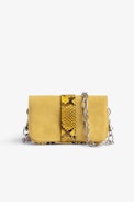 Kate Wallet Bag - Women’s small bag in yellow cotton canvas with python-pattern trim and belt loop