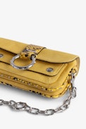 Kate Wallet Bag - Women’s small bag in yellow cotton canvas with python-pattern trim and belt loop
