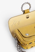 Kate Wallet Bag - Women’s small bag in yellow cotton canvas with python-pattern trim and belt loop
