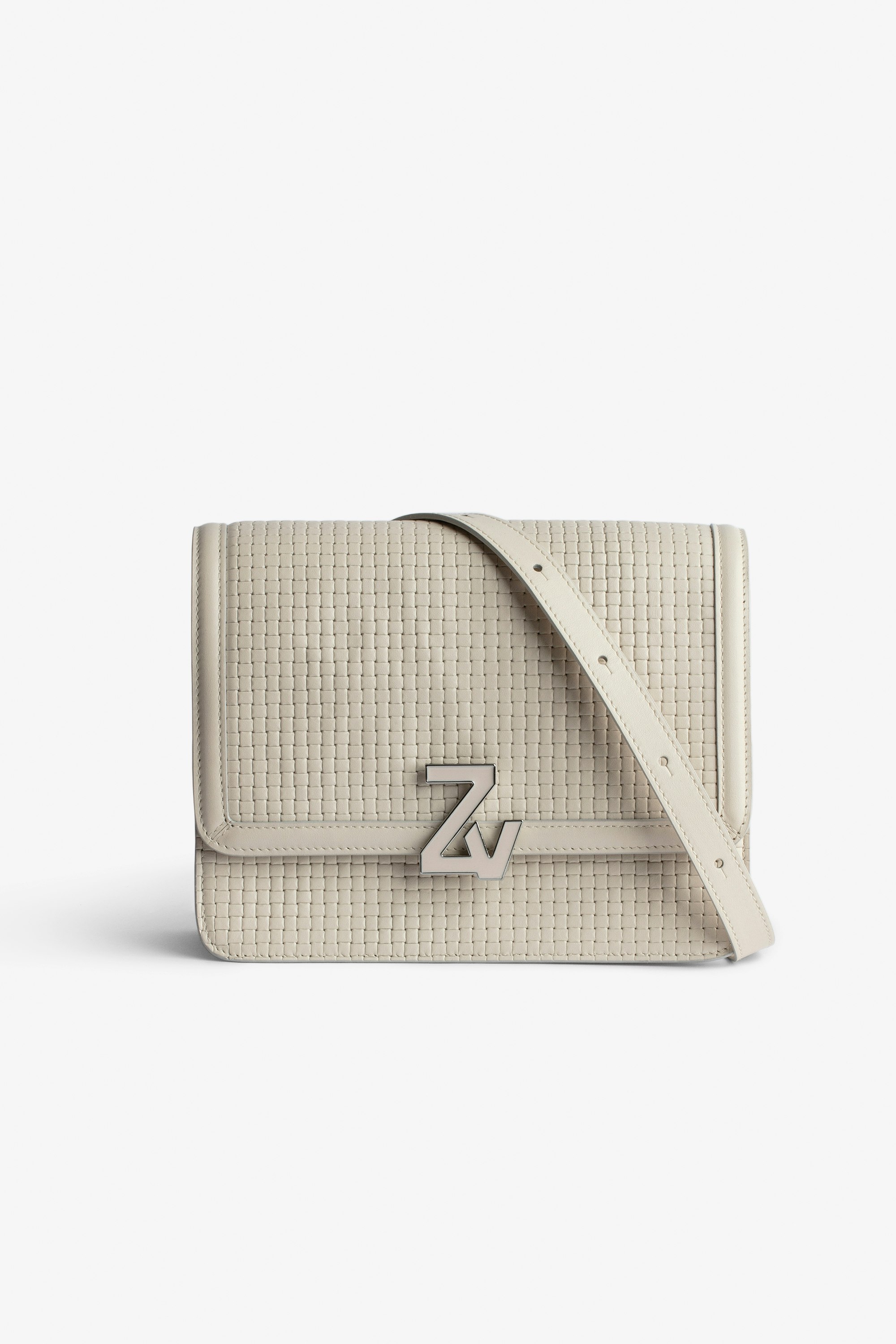 Tasche ZV Initiale Le City Damen-Handtasche aus geflochtenem Leder in Ecru mit Schulterriemen mit ZV-Schließe