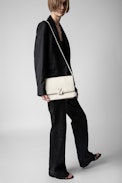 ZV Initiale Le City Bag - Women’s bag in ecru latticework leather with a shoulder strap and ZV clasp