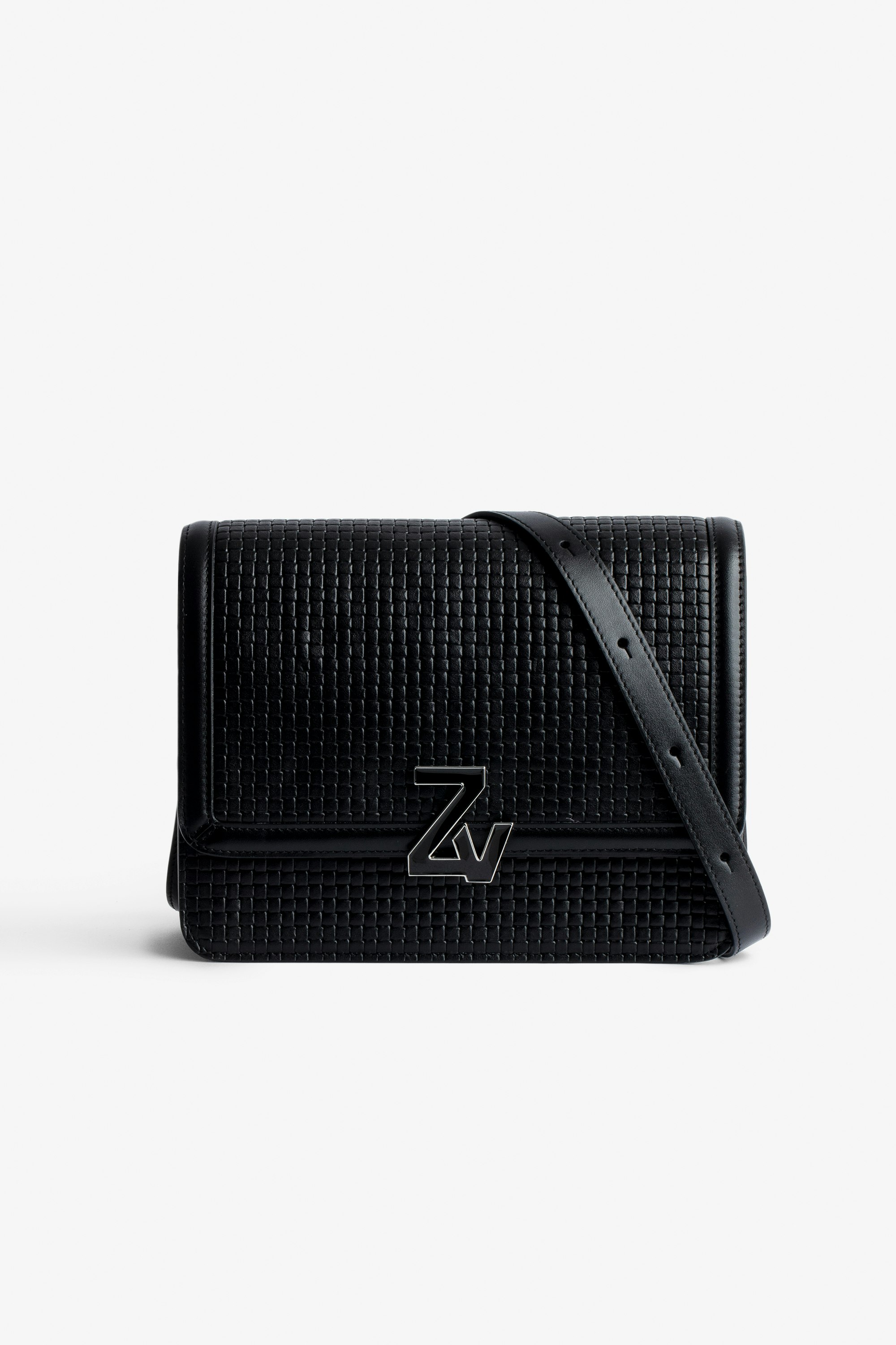Tasche ZV Initiale Le City Schwarze Damen-Handtasche aus geflochtenem Leder mit Schulterriemen mit ZV-Schließe