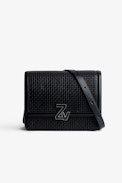 ZV Initiale Le City Bag - Women’s bag in black latticework leather with a shoulder strap and ZV clasp