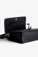 ZV Initiale Le City Bag - Women’s bag in black latticework leather with a shoulder strap and ZV clasp