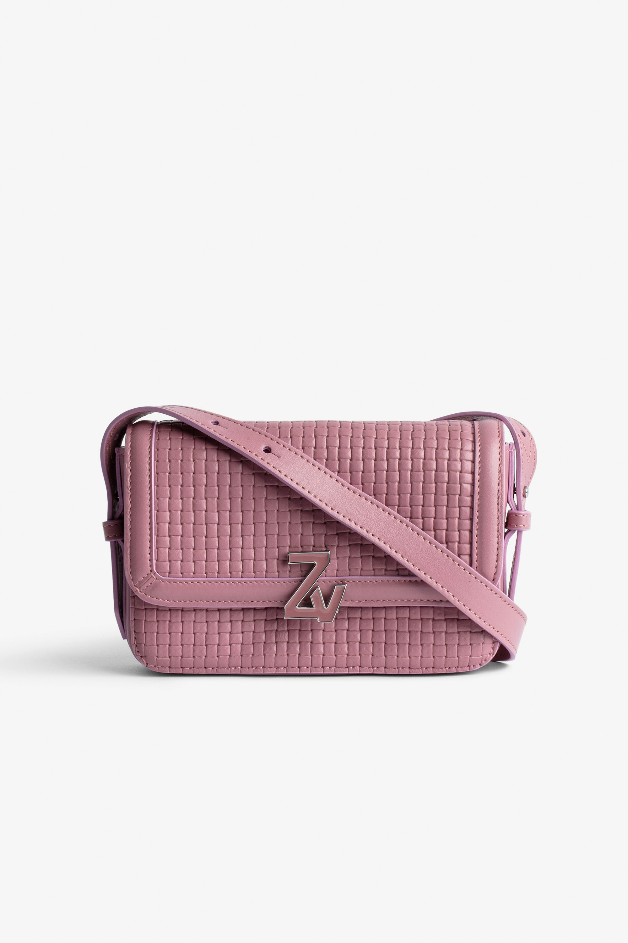 Borsa ZV Initiale Le Mini  Piccola borsa in pelle intrecciata rosa con tracolla e fermaglio ZV - Donna
