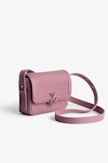 Le Mini ZV Initiale Bag  - Women’s small bag pink latticework leather with a shoulder strap and ZV clasp
