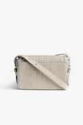 Le Mini ZV Initiale Bag  - Women’s small bag in ecru latticework leather with a shoulder strap and ZV clasp