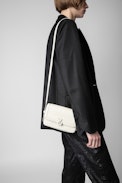 Le Mini ZV Initiale Bag  - Women’s small bag in ecru latticework leather with a shoulder strap and ZV clasp