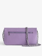 Rock Soft Savage Pochette - Violette Clutch aus Leder in Python-Optik mit Doppelkette aus Leder und Metall.