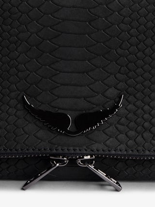 Pochette Rock Soft Savage - Pochette in pelle effetto pitone con doppia catena intrecciata in pelle e metallo.