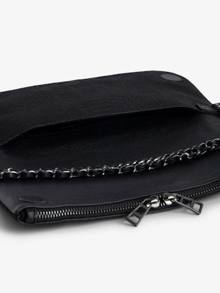 Pochette Rock Soft Savage - Pochette in pelle effetto pitone con doppia catena intrecciata in pelle e metallo.