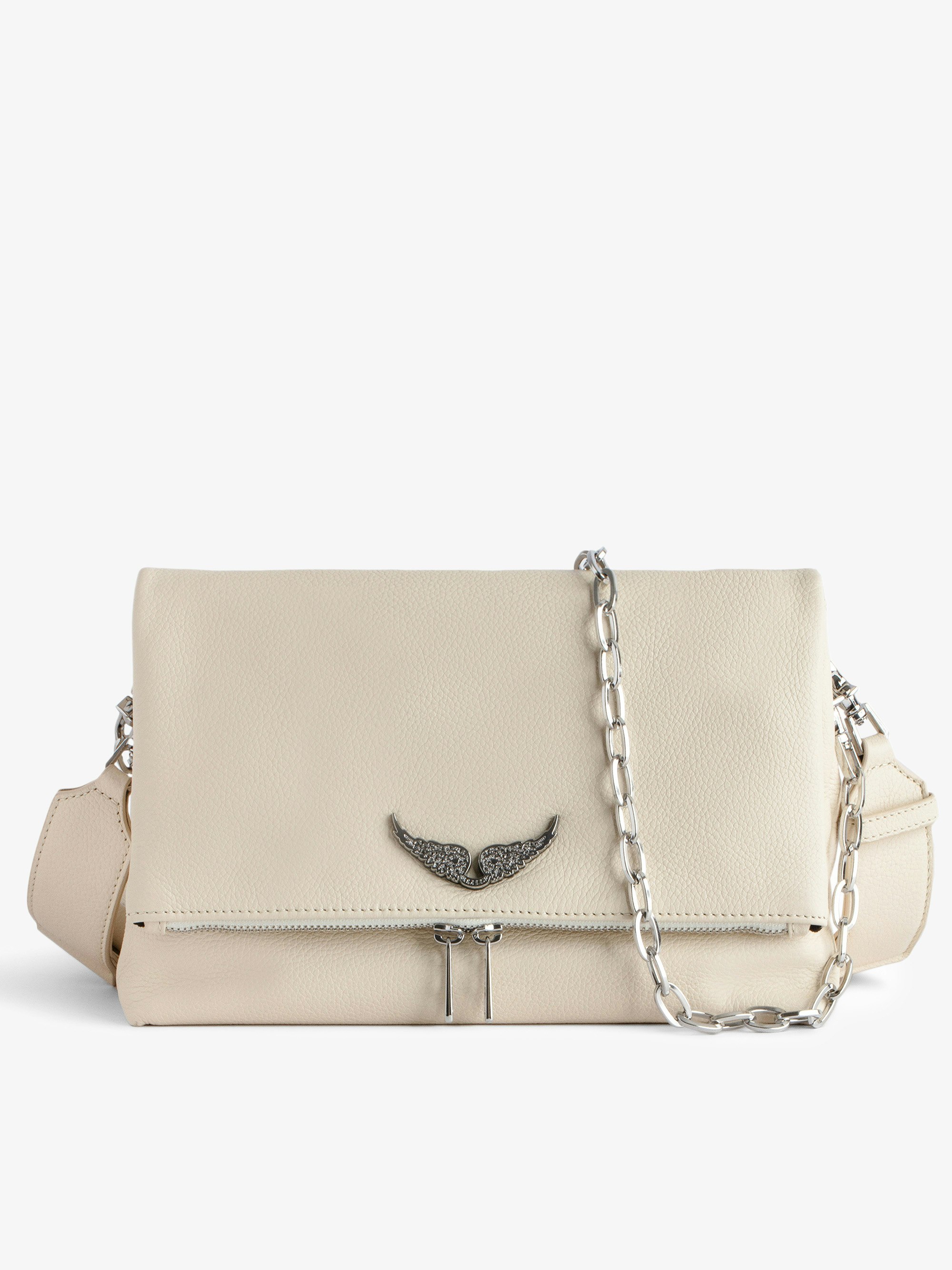 Swing Your Wings Rocky Bag - Women’s white leather Rocky bag with silver-toned metal shoulder strap