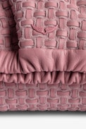 Rockyssime XS Bag - Women’s small bag in pink latticework leather with gathered closure and metal chain
