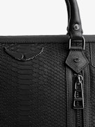 Sunny Medium #2 Soft Savage Bag - Women's Voltaire black python-effect leather bag with handle and shoulder strap