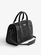 Sunny Medium #2 Soft Savage Bag - Women's Voltaire black python-effect leather bag with handle and shoulder strap