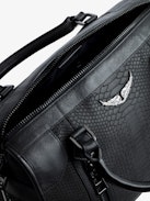Sunny Medium #2 Soft Savage Bag - Women's Voltaire black python-effect leather bag with handle and shoulder strap