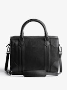 Sunny Medium #2 Soft Savage Bag - Women's Voltaire black python-effect leather bag with handle and shoulder strap