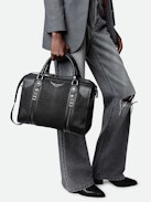 Sunny Medium #2 Soft Savage Bag - Women's Voltaire black python-effect leather bag with handle and shoulder strap