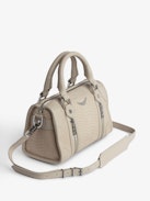 Soft Savage XS Sunny #2 Bag - Women's Voltaire small ecru python-effect leather bag with handle and shoulder strap