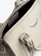 Soft Savage XS Sunny #2 Bag - Women's Voltaire small ecru python-effect leather bag with handle and shoulder strap
