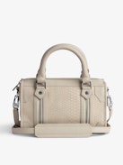 Soft Savage XS Sunny #2 Bag - Women's Voltaire small ecru python-effect leather bag with handle and shoulder strap