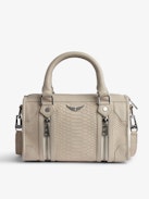 Soft Savage XS Sunny #2 Bag - Women's Voltaire small ecru python-effect leather bag with handle and shoulder strap