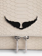 Rocky Soft Savage Bag - Women’s bag in ecru python-effect leather with a chain shoulder strap