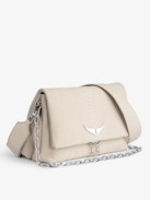 Rocky Soft Savage Bag - Women’s bag in ecru python-effect leather with a chain shoulder strap
