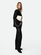 Rocky Soft Savage Bag - Women’s bag in ecru python-effect leather with a chain shoulder strap