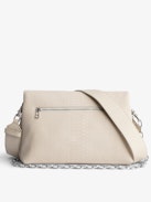 Rocky Soft Savage Bag - Women’s bag in ecru python-effect leather with a chain shoulder strap
