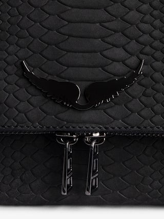 Rocky Soft Savage Bag - Women’s bag in black python-effect leather with a chain shoulder strap