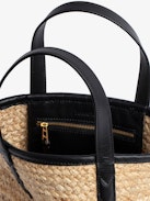 Bolso Le Baby Beach - Bolso de paja con correa de hombro de cuero, bordado con "St Tropez" y adornado con un charm ZV.