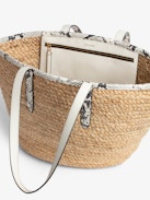 Le Beach Bag bag - Straw bag with python-effect leather handles, embroidered with "St Barth" and adorned with a ZV charm.