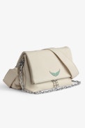 Rocky Bag - Women's bag in ecru grained leather with chain shoulder strap
