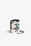 Rock To Go Bag - Women's small bucket bag in black leather with multicolour beads and arrows and hearts motifs
