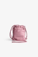 Rock To Go Bag - Women’s bucket bag in pink leather studded with green crystal hearts